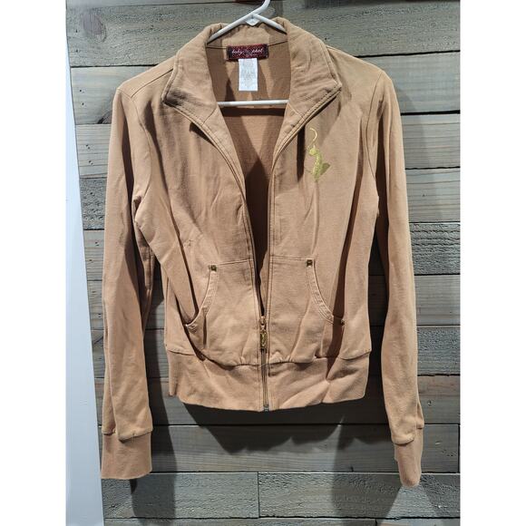 Vintage Baby Phat Large Beige Zipper Up Jacket 78320 With Ribbed Collar - Picture 1 of 6